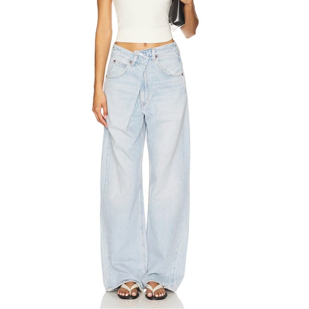 AGOLDE Vana Criss Cross Fold Jeans Light Wash Wide Leg Women's Size 23 Flared